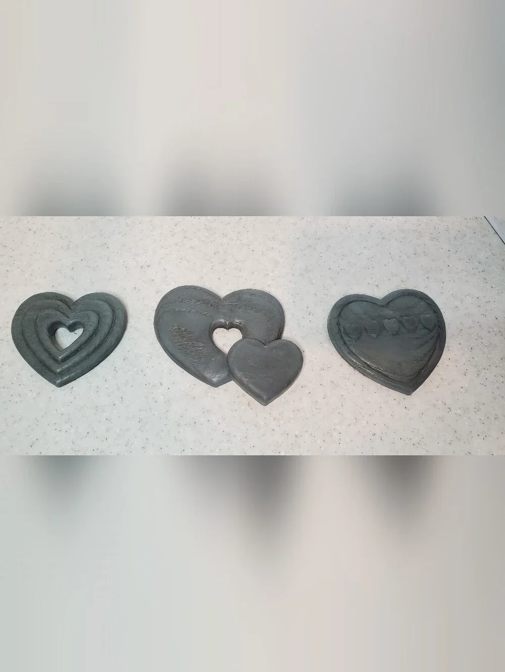 Vintage Burwood Wall Hearts Set of 3 Blue Cottagecore Grandmacore Decor 1987 MCM